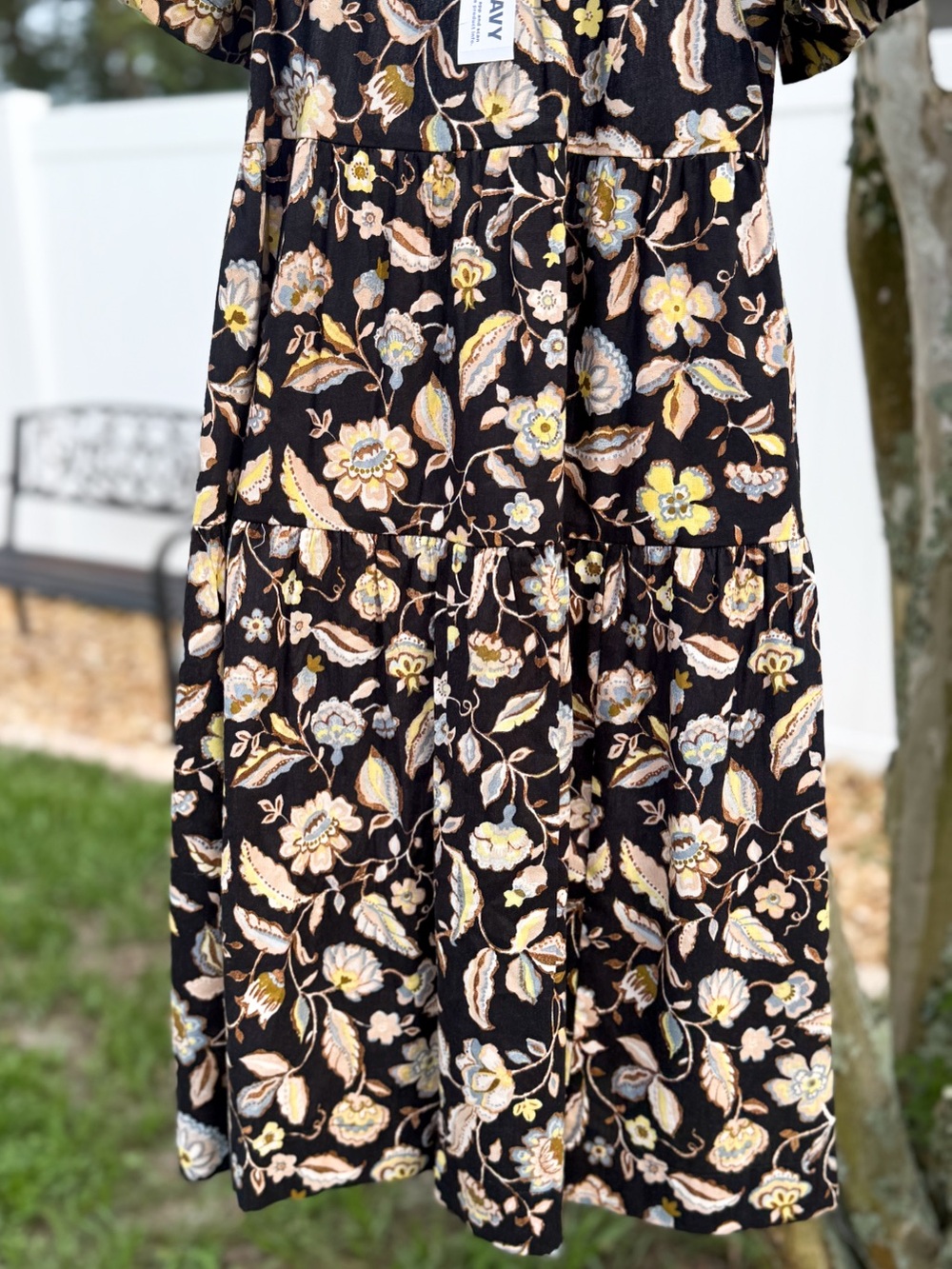 Old Navy NWT Floral Tiered Mini Dress Small Tall Puff Sleeve Cottagecore - Picture 5 of 6